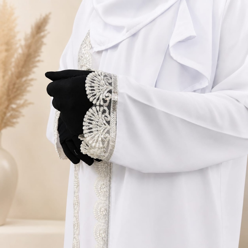 White 2 Part Abaya Set - Image 2